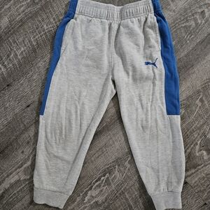 Puma Kids Gray Joggers with Blue Accents